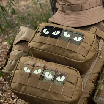 СВЕТЯЩИЕСЯ нашивки EVIL EYES Тактические застежки-крючки Cat Tiger Eyes Светятся в темноте Значки с боевой аппликацией для головных уборов, шлема, рюкзака. 1