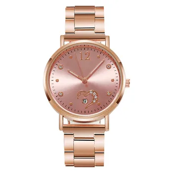Женские кварцевые часы со светящейся указкой, браслет из нержавеющей стали, украшения в виде сердечек, Подарок для друзей Relogios Feminino