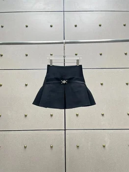 Женская короткая юбка 2023 Осень и зима Новая Корейская мода Женская полушерстяная юбка-полукомбинезон высокого качества Мини-юбка-полукомбинезон 4
