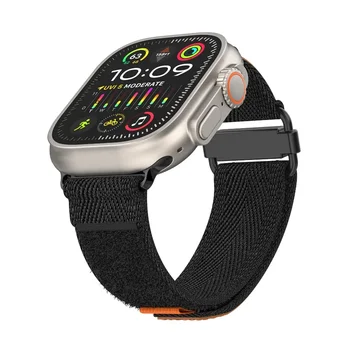 Нейлоновый Кожаный Ремешок для Apple Watch Band Ultra 49мм 44мм 45мм 42мм 41мм 42мм 38мм Спортивный Ремешок Для Часов Iwatch Serise 8 7 6 5 Браслет