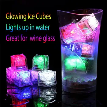 12 шт. светодиодных фонарей в форме кубиков льда-погружные, многоразовые, изменяющие цвет, работающие на батарейках для свадеб, Рождественской вечеринки. 0