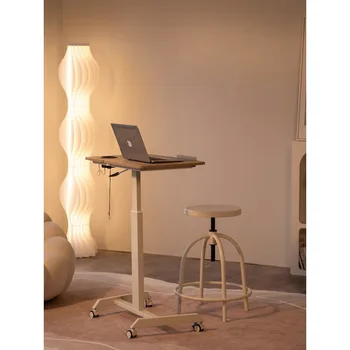Современный минималистичный подъемный стол, стоящий белый вспомогательный компьютер, мобильный учебный стол на колесиках, стол для ноутбука escritorios