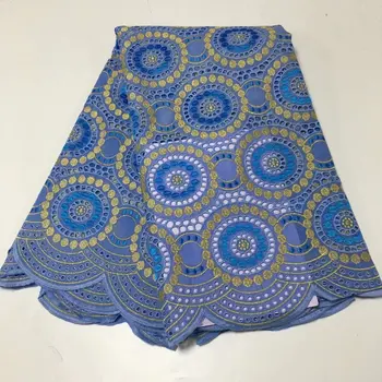 Королевская синяя высококачественная африканская кружевная ткань, популярное Дубайское швейцарское вуалевое кружево в Швейцарии, 100% хлопок для свадебного платья AM47801 2