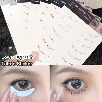 Стойкая временная наклейка с татуировкой нижних ресниц, Натуральная 3D-имитация накладных ресниц, защищающая от пота, Тату-пластырь для увеличения макияжа глаз