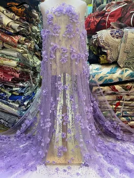 Madison Африканские 3D Кружевные Ткани 2023 С Бисером, Высококачественная Сетчатая Вышивка Для Женщин, Свадебное Платье В Нигерийском Стиле Для Вечернего Шитья 0