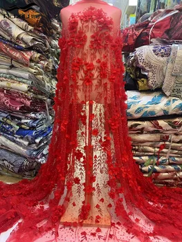 Madison Африканские 3D Кружевные Ткани 2023 С Бисером, Высококачественная Сетчатая Вышивка Для Женщин, Свадебное Платье В Нигерийском Стиле Для Вечернего Шитья 1