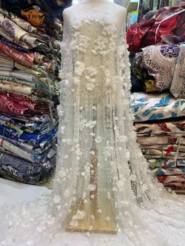 Madison Африканские 3D Кружевные Ткани 2023 С Бисером, Высококачественная Сетчатая Вышивка Для Женщин, Свадебное Платье В Нигерийском Стиле Для Вечернего Шитья 4