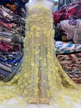 Madison Африканские 3D Кружевные Ткани 2023 С Бисером, Высококачественная Сетчатая Вышивка Для Женщин, Свадебное Платье В Нигерийском Стиле Для Вечернего Шитья 5