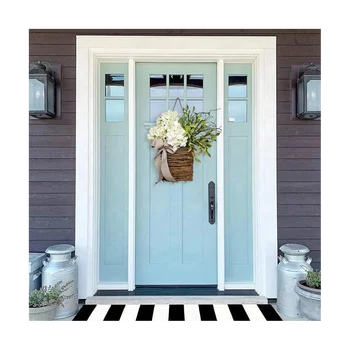 Кремовая гортензия Дверная вешалка Корзина венок, Полевые цветы Дверная подвесная корзина венок, Декор крыльца фермерского дома 1