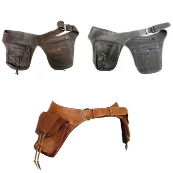 Мужская средневековая поясная сумка, сумка для ног, поясная сумка для тактики на бедрах, кожаный ремень, винтажная поясная сумка, поясная сумка для езды на мотоцикле