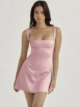Сексуальное мини-платье Mozision на тонких бретельках для женщин 2022, Осеннее облегающее платье без рукавов с открытой спиной, короткие платья для вечеринок