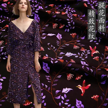 Ткань для одежды высококачественная жаккардовая парча модное весенне-осеннее платье с цветочным рисунком в крупную полоску, ветровка, пальто оптом