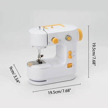 Мини-электронная швейная машинка с ножной педалью, касательный нож, осветительная лампа для начинающих, брюки для начинающих, изделия из кожи и ткани 4