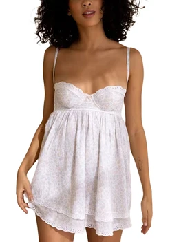 Женское Сексуальное мини-платье с открытой спиной, клубное платье с глубоким вырезом на бретельках, Приталенное Летнее Милое Пляжное Облегающее платье, Белое Цветочное кружево Средней длины