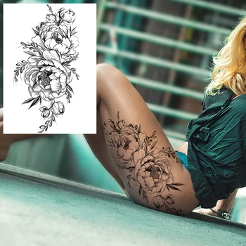 Рукав для временных татуировок с сексуальным цветком для женщин и девочек прикрывает татуировки большого размера Реалистичный рисунок черепа розы на всю руку 4