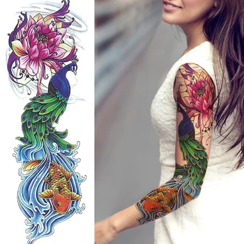 Рукав для временных татуировок с сексуальным цветком для женщин и девочек прикрывает татуировки большого размера Реалистичный рисунок черепа розы на всю руку 5