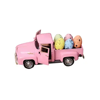 Розовый Пасхальный автомобиль с 5 яйцами, праздничный реквизит для оформления окон на улице 0
