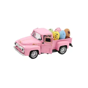 Розовый Пасхальный автомобиль с 5 яйцами, праздничный реквизит для оформления окон на улице 1