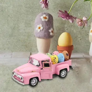 Розовый Пасхальный автомобиль с 5 яйцами, праздничный реквизит для оформления окон на улице 3
