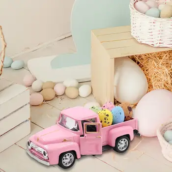 Розовый Пасхальный автомобиль с 5 яйцами, праздничный реквизит для оформления окон на улице 4