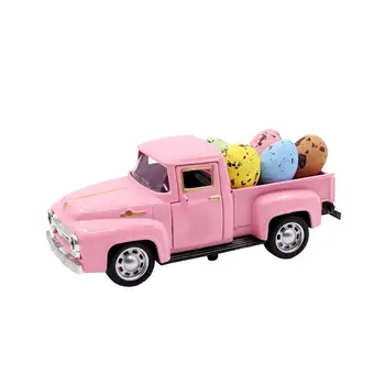 Розовый Пасхальный автомобиль с 5 яйцами, праздничный реквизит для оформления окон на улице 5