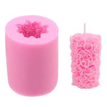 3D Цветок розы Поделки своими руками Силиконовые формы для мыла и свечей Восковая модель Цилиндрической формы из гипса Гипсовая форма