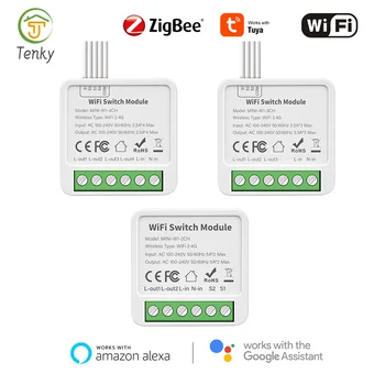 TENKY Tuya Mini Smart Switch Модуль WiFi Zigbee 2/3/4 Банды Двустороннее Управление Smart Life Работа С Alexa Google Home Яндекс Алиса