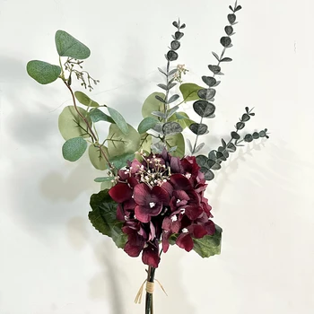 15ШТ Искусственных стеблей эвкалиптовой зелени с инеем для вазы, вечеринки, свадьбы, наружного украшения стены цветами 3