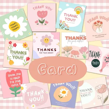 50шт Мини-розовых поздравительных открыток с благодарностью, Персонализированных поздравительных открыток, небольших визитных карточек для бизнеса 6 * 6 см