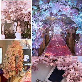 80 см Имитация цветущей вишни, искусственный цветок, шелковая ткань, Длинная цветочная ветка, Свадебное украшение для домашнего офиса, Цветочная композиция 1