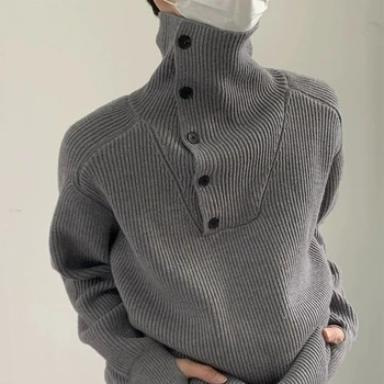 Модная Корейская простая Мужская толстовка с высоким воротником в стиле ретро, теплая зима, Y2K, Уличная Персонализированная Утолщенная Свободная толстовка с длинным рукавом