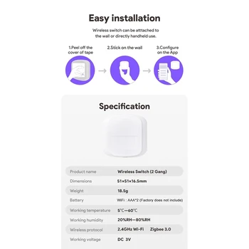 1 ШТ. Беспроводной интеллектуальный переключатель Tuya Smart Zigbee Switch для домашней автоматизации 2