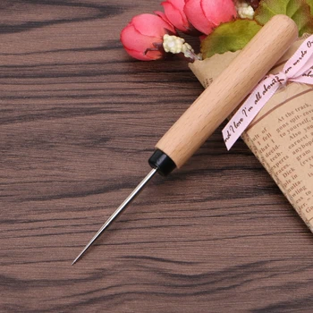 Инструменты для шила для кожевенного ремесла, Создатель отверстий, Деревянная ручка для шитья, прошивки, пробивки