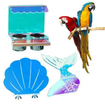 H7EA Подставка для птиц-попугаев Акриловая платформа для птиц-какаду жевательные принадлежности 0