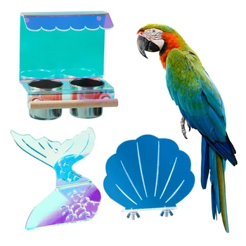 H7EA Подставка для птиц-попугаев Акриловая платформа для птиц-какаду жевательные принадлежности 1