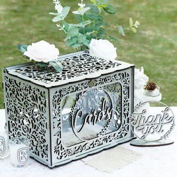 Коробка для свадебных открыток Деревянная для свадебного приема Коробки для открыток с подсветкой, замок, держатель для денег, коробки для приема гостей, Юбилейный душ.
