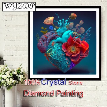 5D Diy 100% Набор для рисования с Кристалалми и стразами Heart Picture Полная Квадратная Алмазная Вышивка Крестиком Diamond Art Crystal Docer