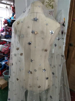 Французская кружевная ткань длиной 1 метр, блестящий тюль, вышитый цветок, модные ткани с кружевной отделкой из сетки для свадебных аксессуаров 2