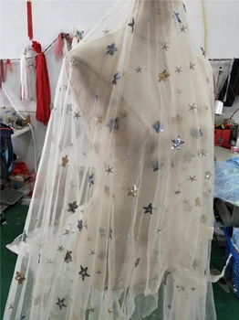 Французская кружевная ткань длиной 1 метр, блестящий тюль, вышитый цветок, модные ткани с кружевной отделкой из сетки для свадебных аксессуаров 4