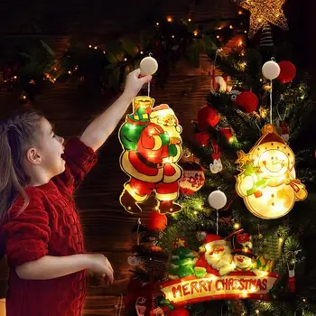 1 шт. Рождественская лампа, Подвесной светильник на окне, Рождественские Украшения, Декор, Украшение комнаты на окне, светодиодная лампа-присоска