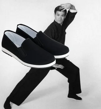 Мужская обувь для кунг-фу в старом Пекине, парусиновая обувь в традиционном китайском стиле, тайцзи Брюса Ли, ретро-черная одежда для ушу 35-45