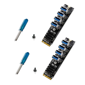 2шт M.2 PCIE Riser Card Для Майнинга 4-Портовый MKEY PCI-E X1 Модуль Адаптера 1-4 Плата Расширения Для BTC Minner Desktp PC 0