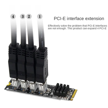 2шт M.2 PCIE Riser Card Для Майнинга 4-Портовый MKEY PCI-E X1 Модуль Адаптера 1-4 Плата Расширения Для BTC Minner Desktp PC 3