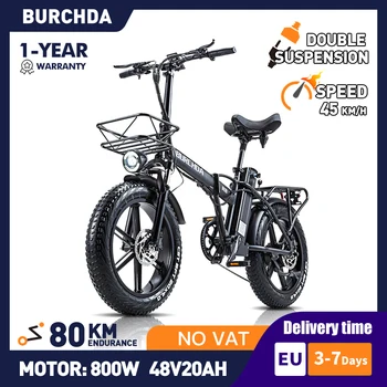 BURCHDA 20-дюймовый Электрический Велосипед 800 Вт Для Взрослых Ebike 48V20AH Унисекс Городской Велосипедный Сплав Мощный Электрический eBike 4.0 Толстые Шины R8PRO