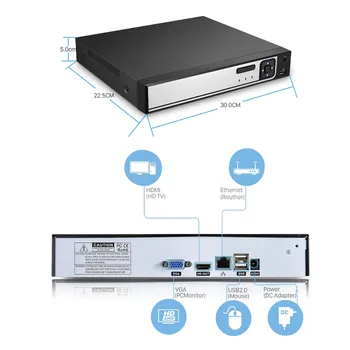 H.265 8MP IP NVR 9CH 16CH 32CH XMEye APP CCTV 4K Сетевой Видеомагнитофон Безопасности Для Системного Комплекта IP-камеры 4