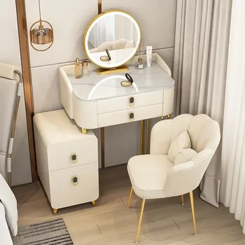 Европейский туалетный столик для макияжа на золотых Ножках Многофункциональный Салонный туалетный столик с подсветкой Зеркало Schminktisch Мебель для гостиной