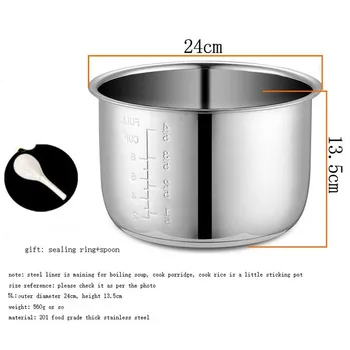Внутренняя чаша электрической скороварки объемом 5 л, чаша мультиварки из нержавеющей стали для приготовления супа-каши