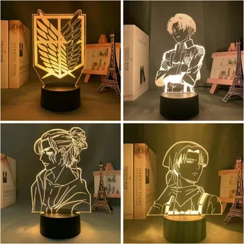 3d Лампа Аниме Атака Титанов Ночник для Детской Спальни Декор Свет Shingeki No Kyojin Настольная Ночная Лампа Эрен Йегер Рисунок