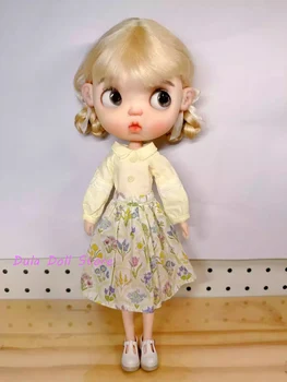 Одежда для куклы Dula Платье Светло-желтая юбка с цветочным рисунком Blythe ob24 ob22 Azone Licca ICY JerryB 1/6 Аксессуары Для Кукол Bjd