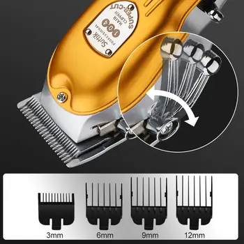 Золотая машинка для стрижки волос Профессиональная парикмахерская машинка для стрижки волос Перезаряжаемый электрический аккумуляторный триммер для волос 5
